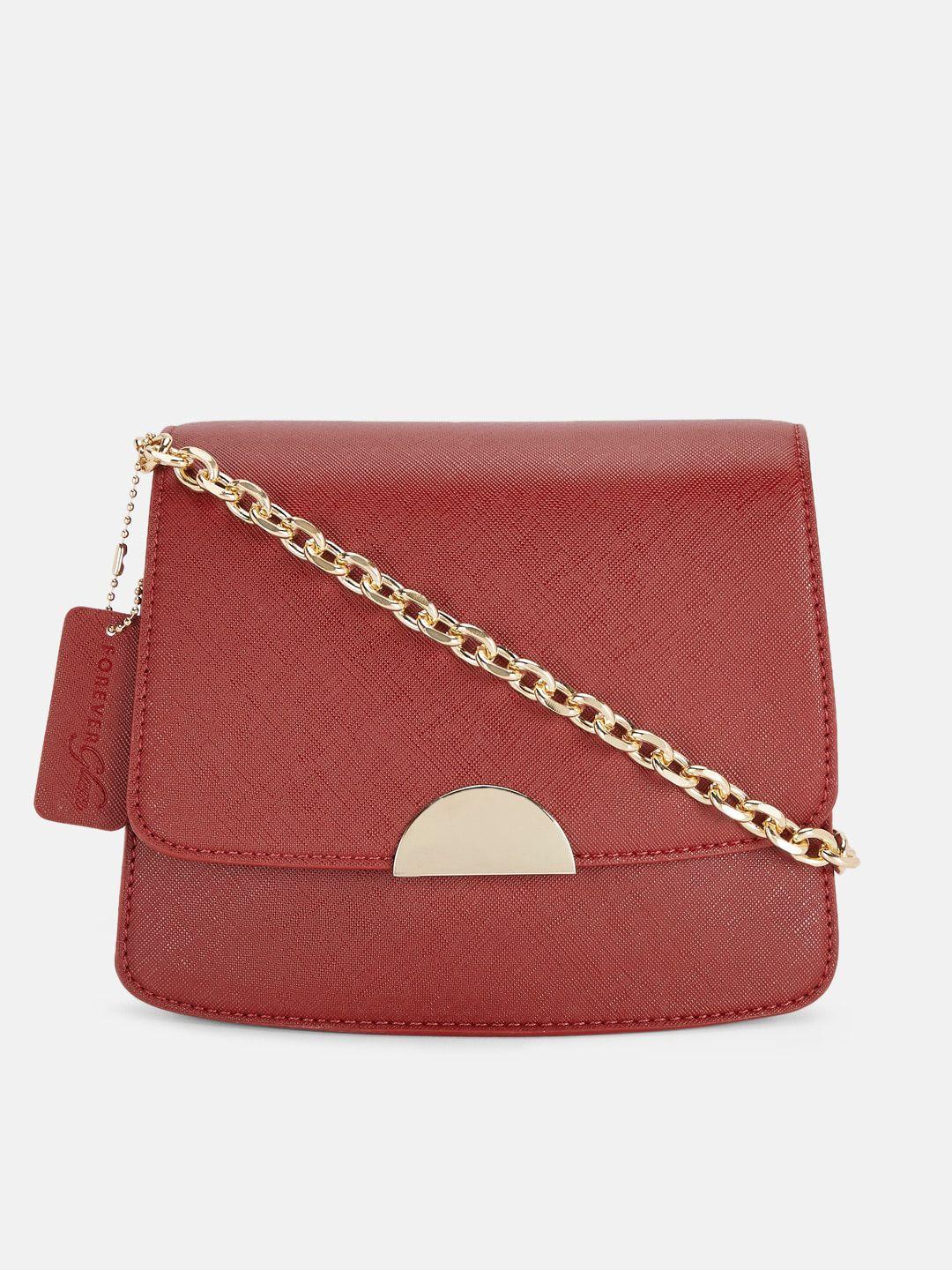 forever glam by pantaloons red pu structured sling bag