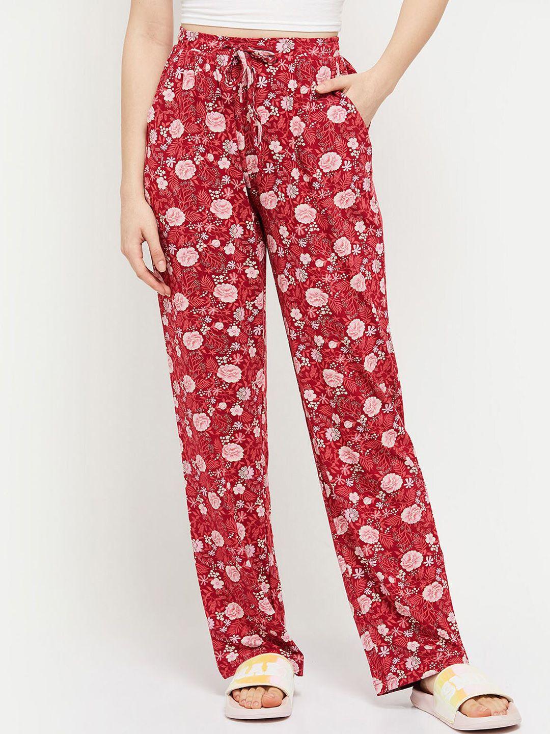 max women red printed lounge pants