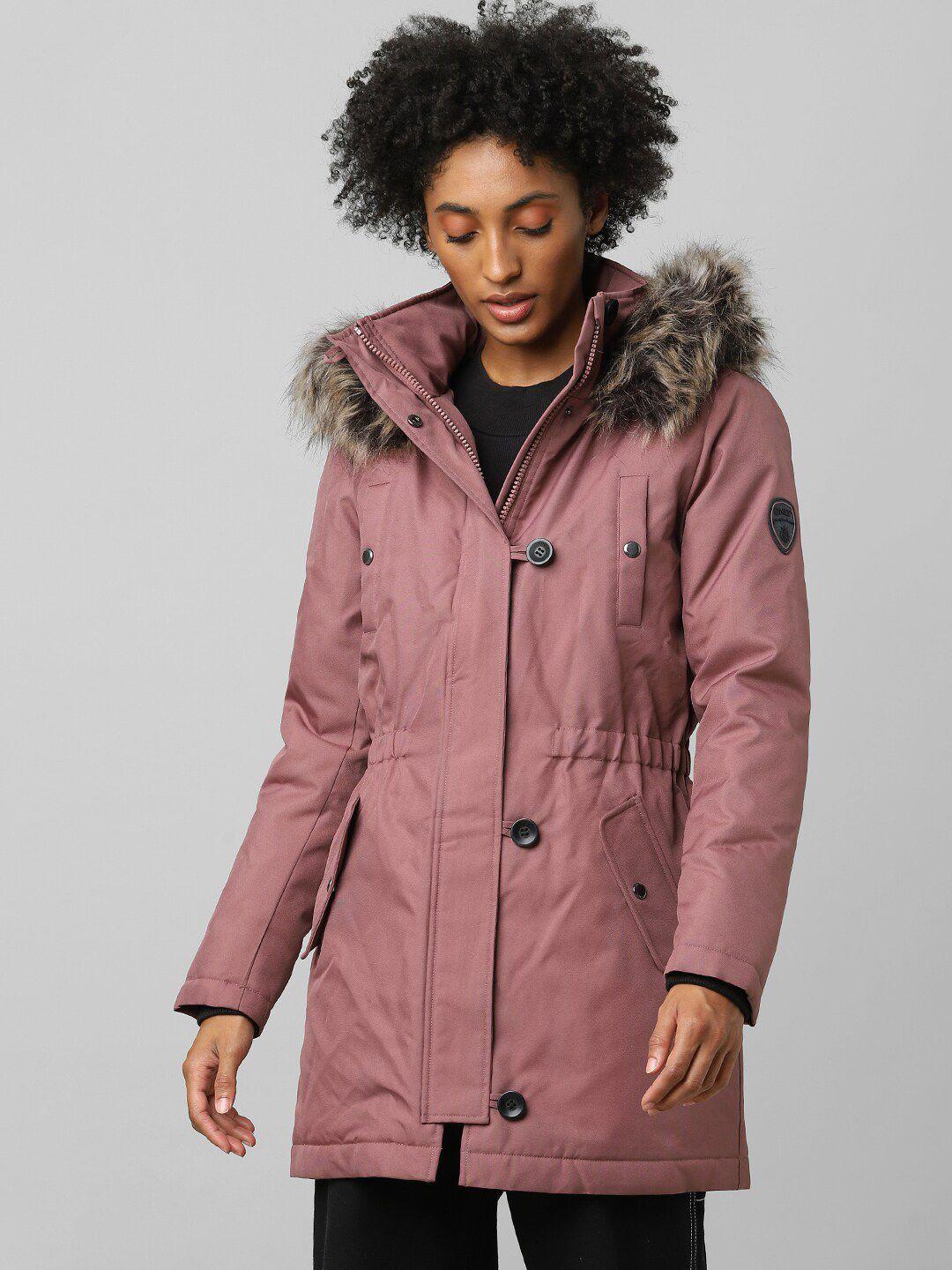 only women purple longline parka jacket