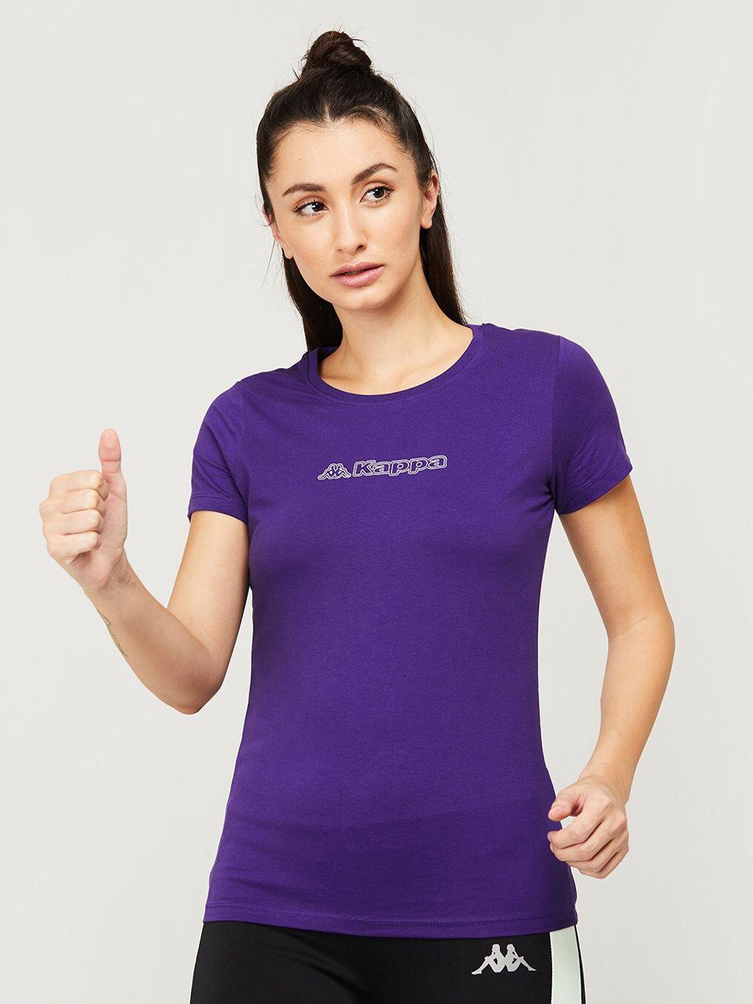 kappa women purple pure cotton t-shirt