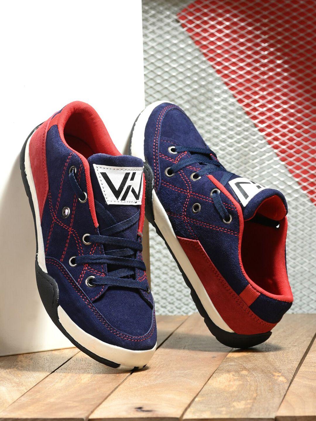 viv men blue leather sneakers