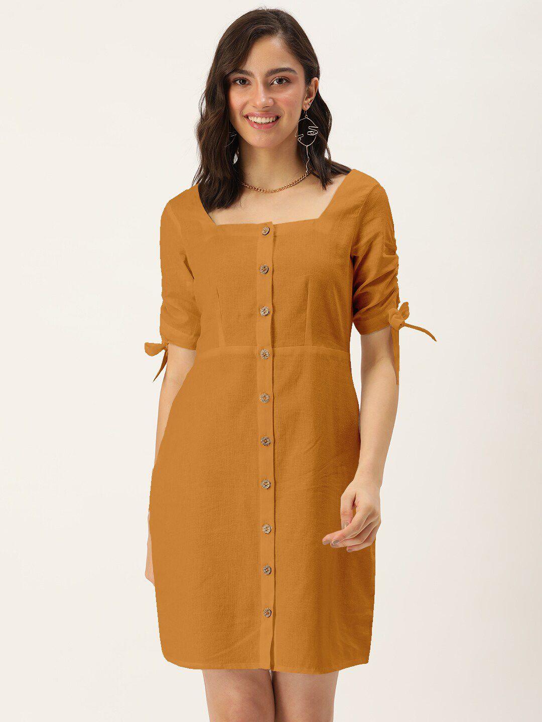 dressberry women rust a-line cotton dress