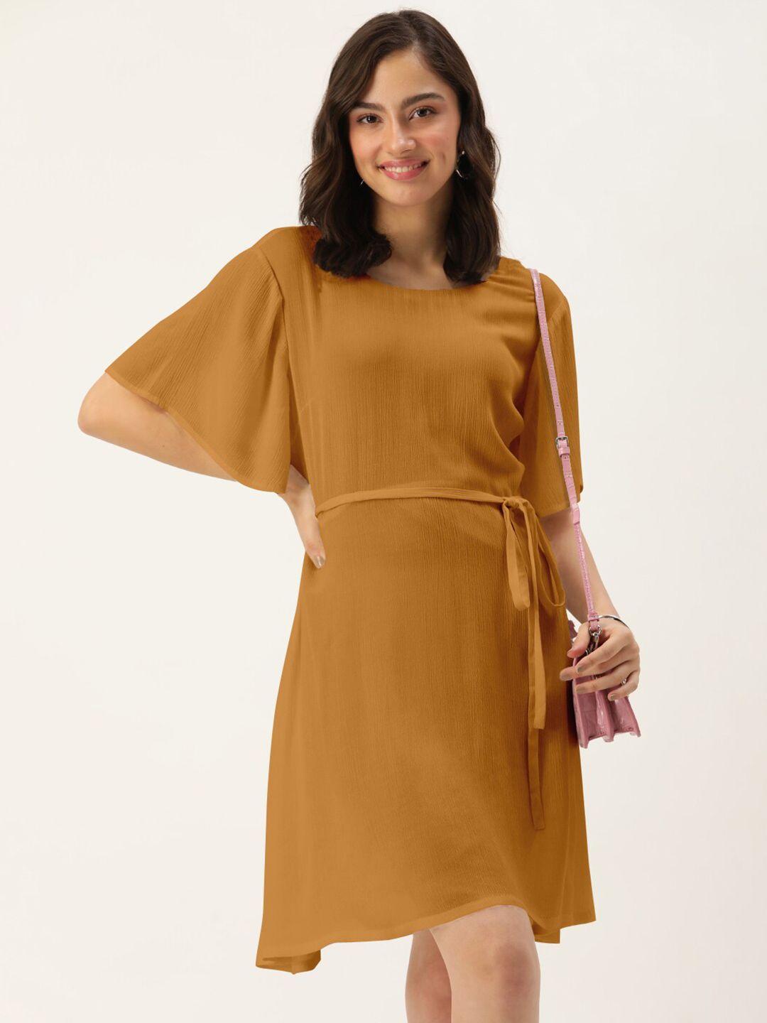 dressberry rust solid flutter sleeve short dress