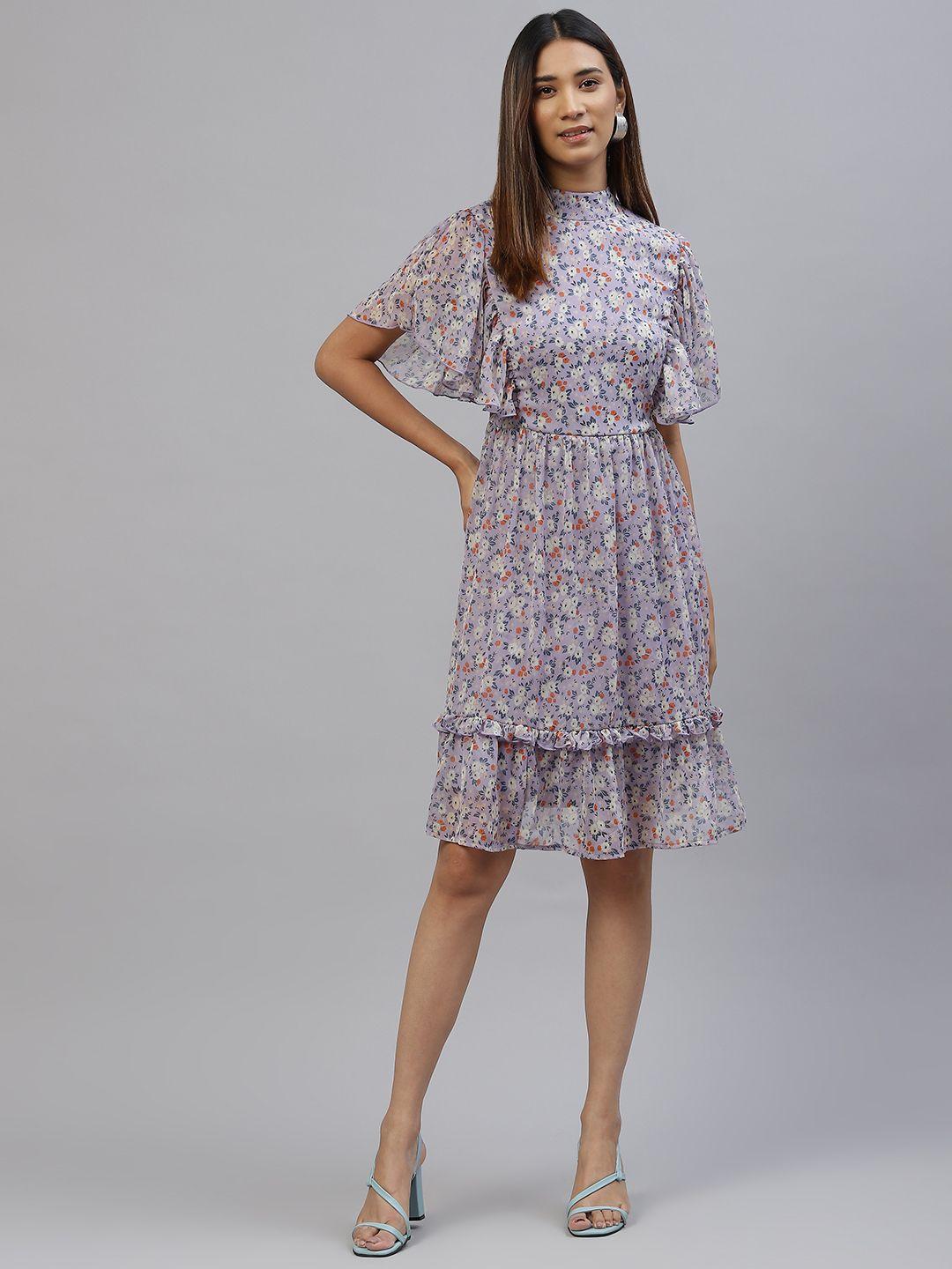 pluss lavender & white floral a-line dress