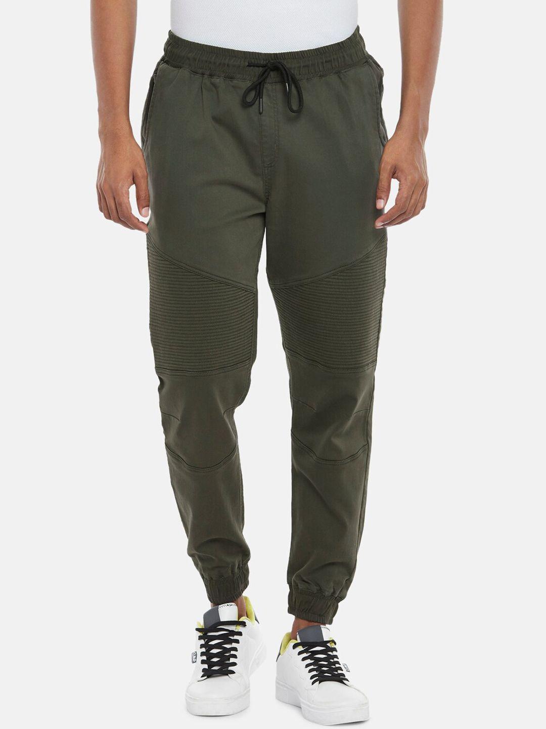 people men green tapered fit joggers trousers