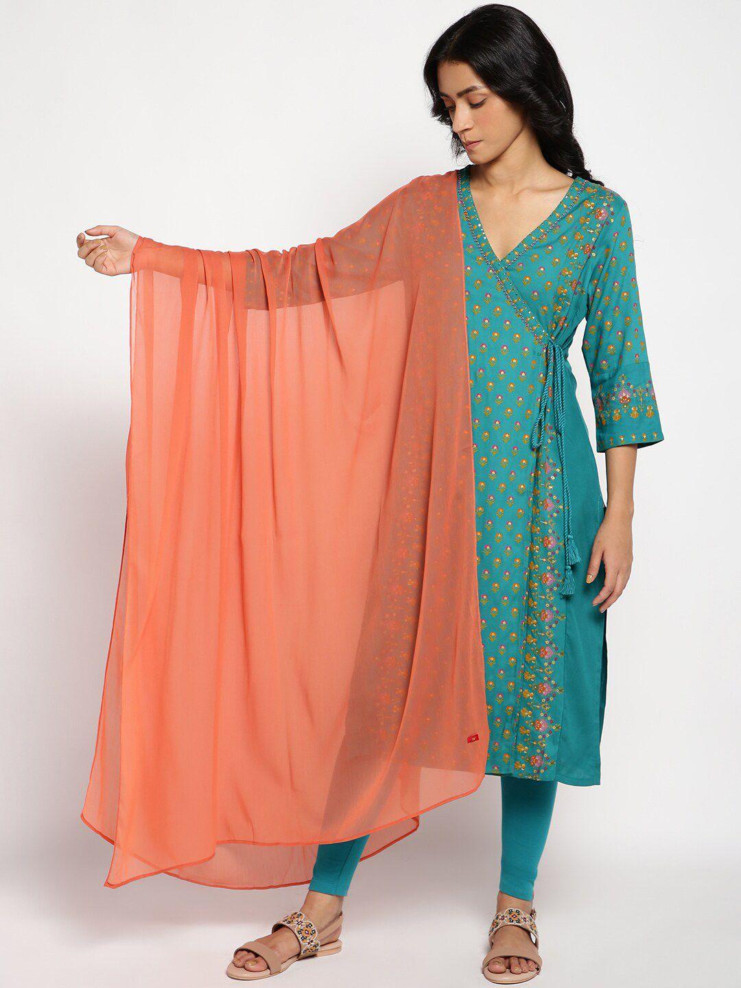 w orange solid dupatta