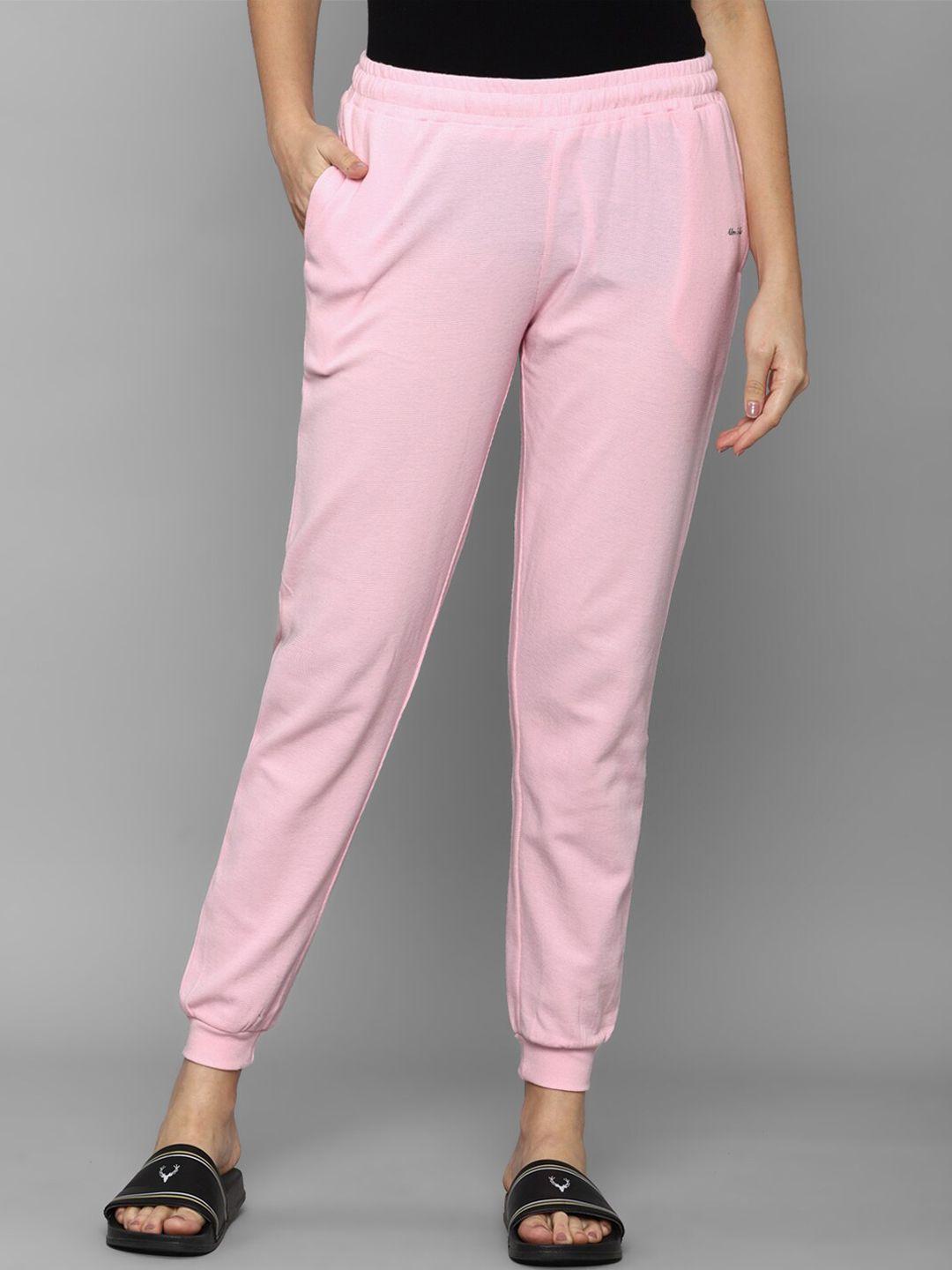 allen solly woman pink solid cotton joggers