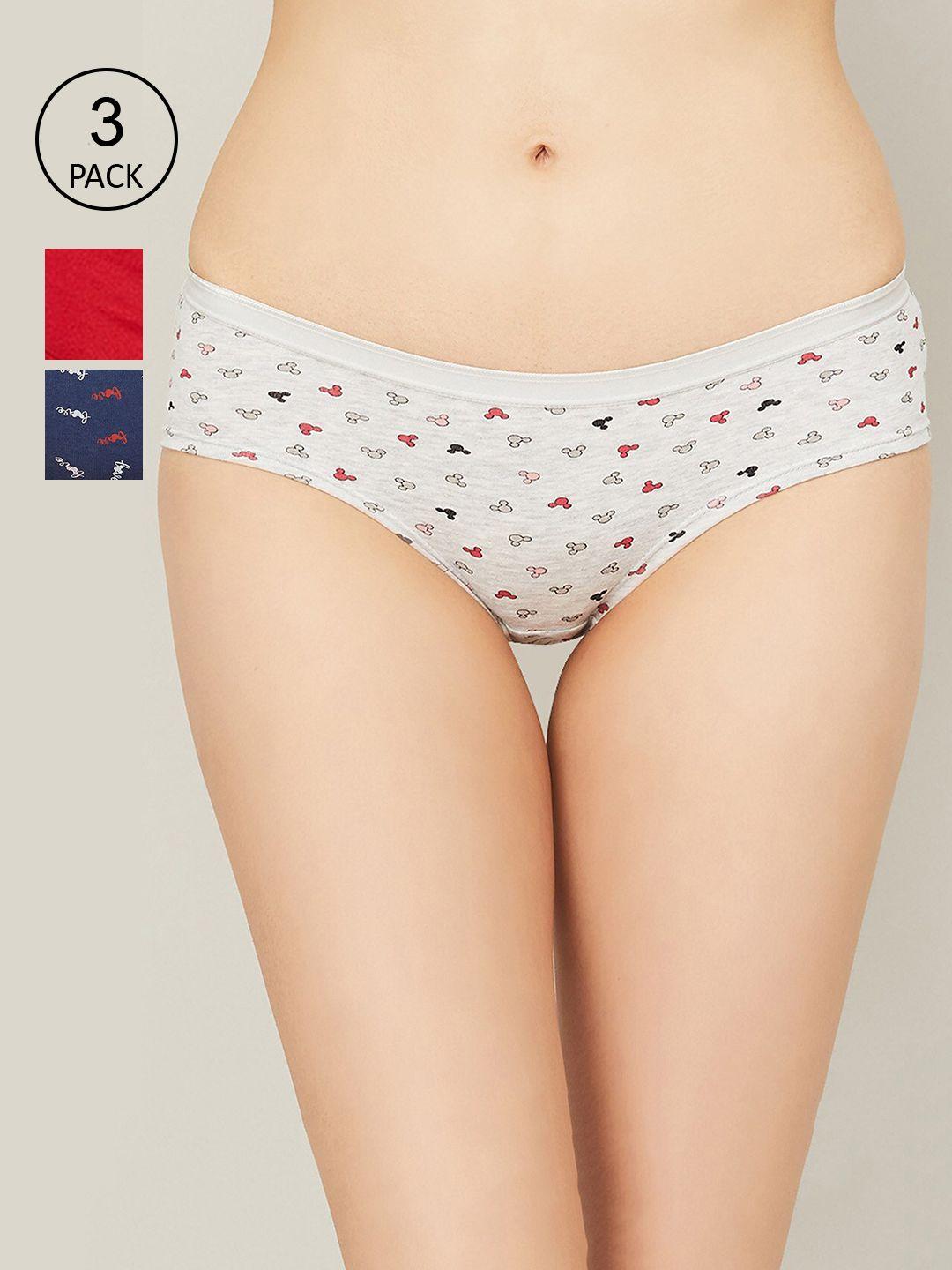 ginger by lifestyle women pack of 3 printed cotton hipster briefs