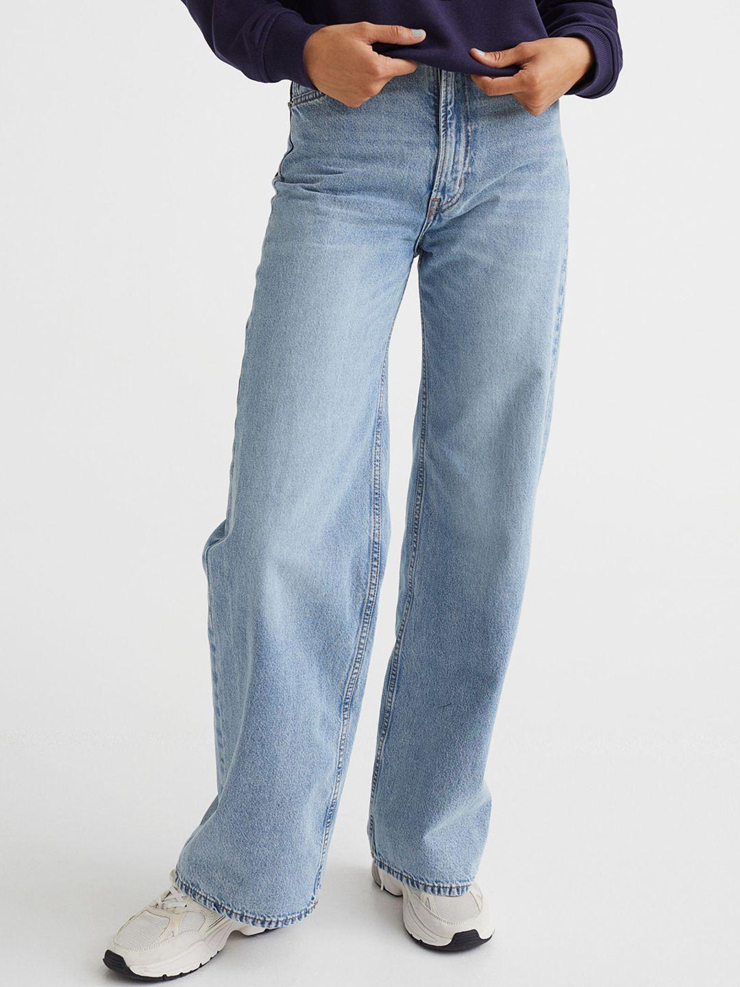 h&m women blue wide high jeans