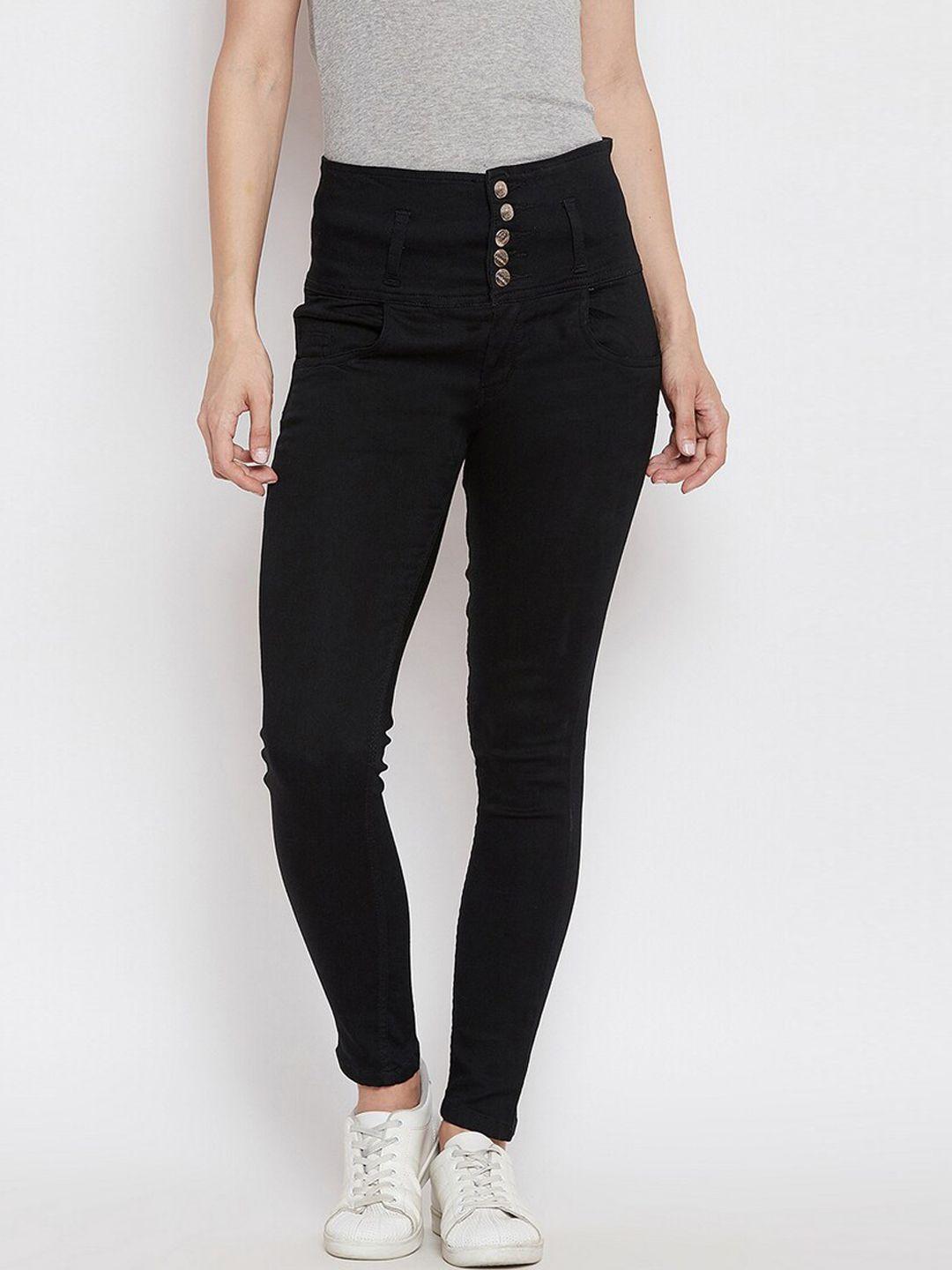 nifty women black slim fit high-rise stretchable jeans