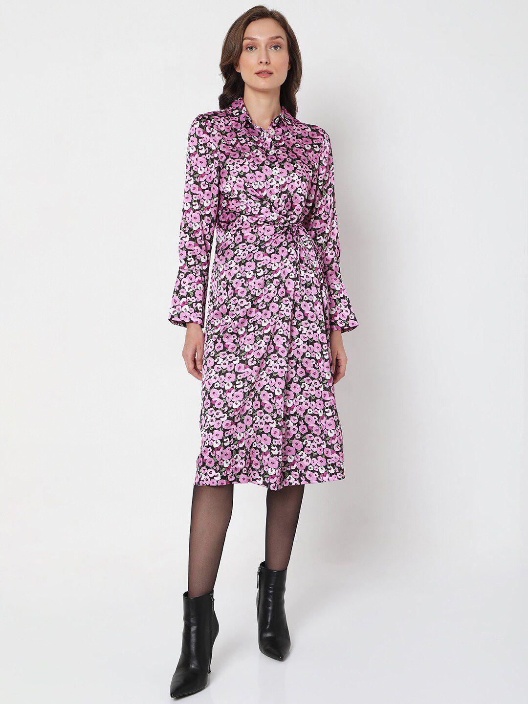 vero moda pink & white floral dress