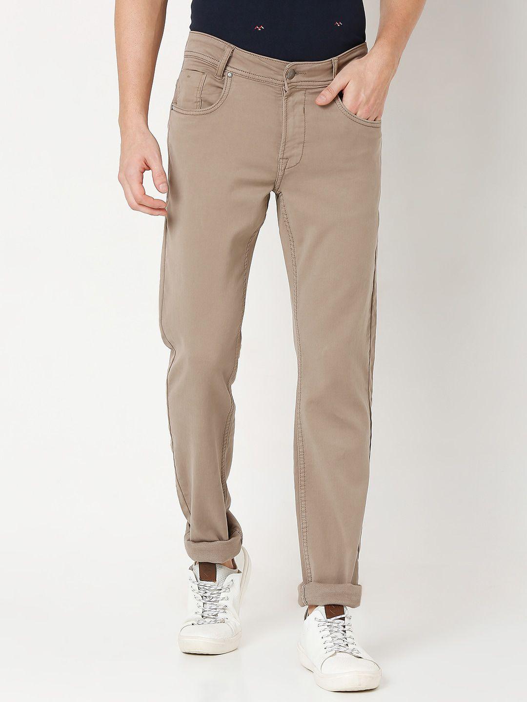 mufti men khaki slim fit trousers