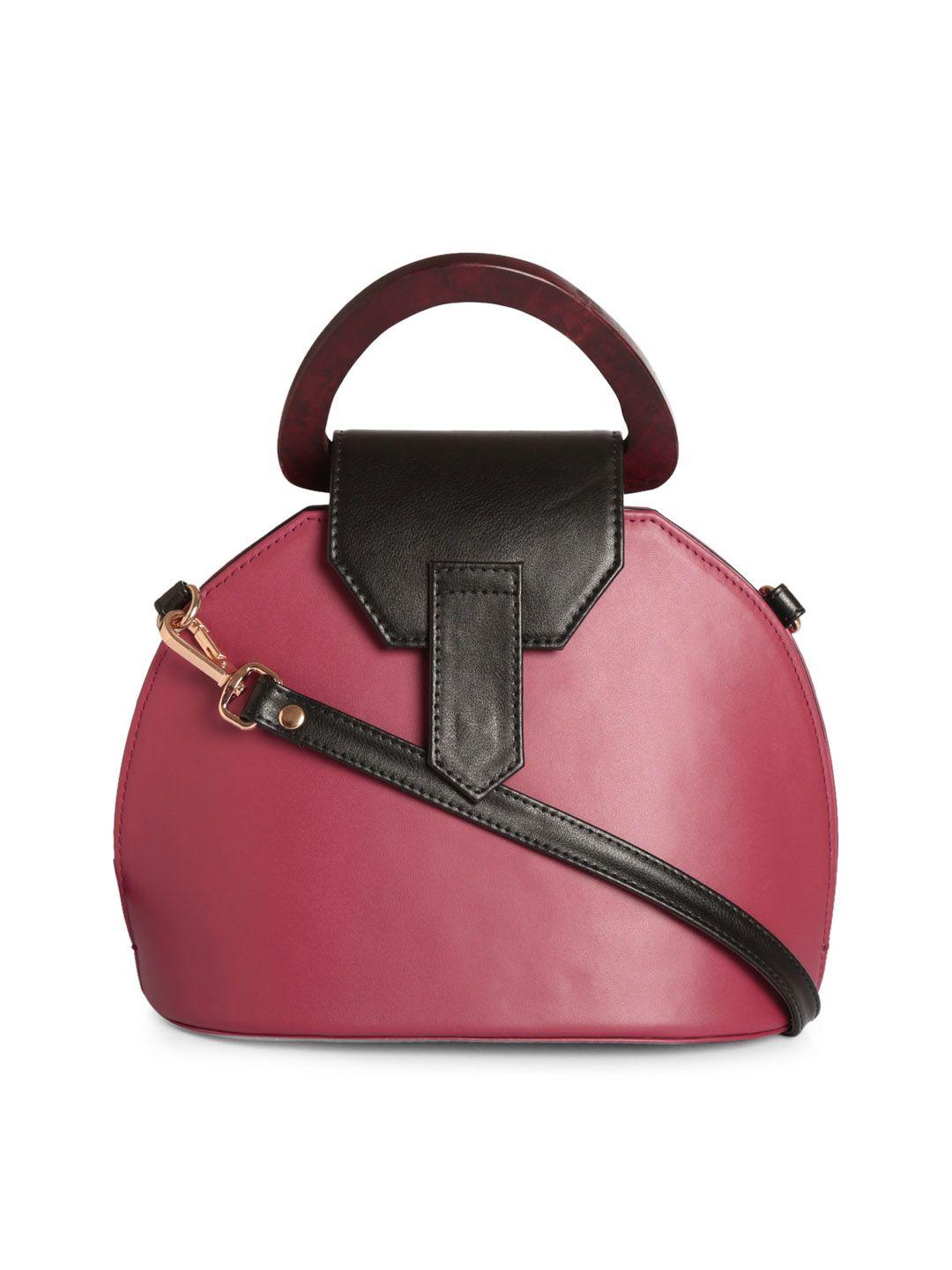 rashki magenta structured satchel bag