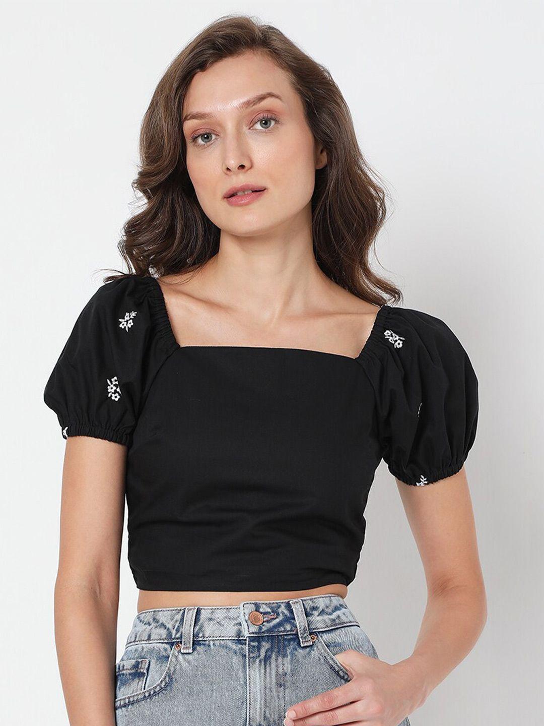 vero moda black crop top