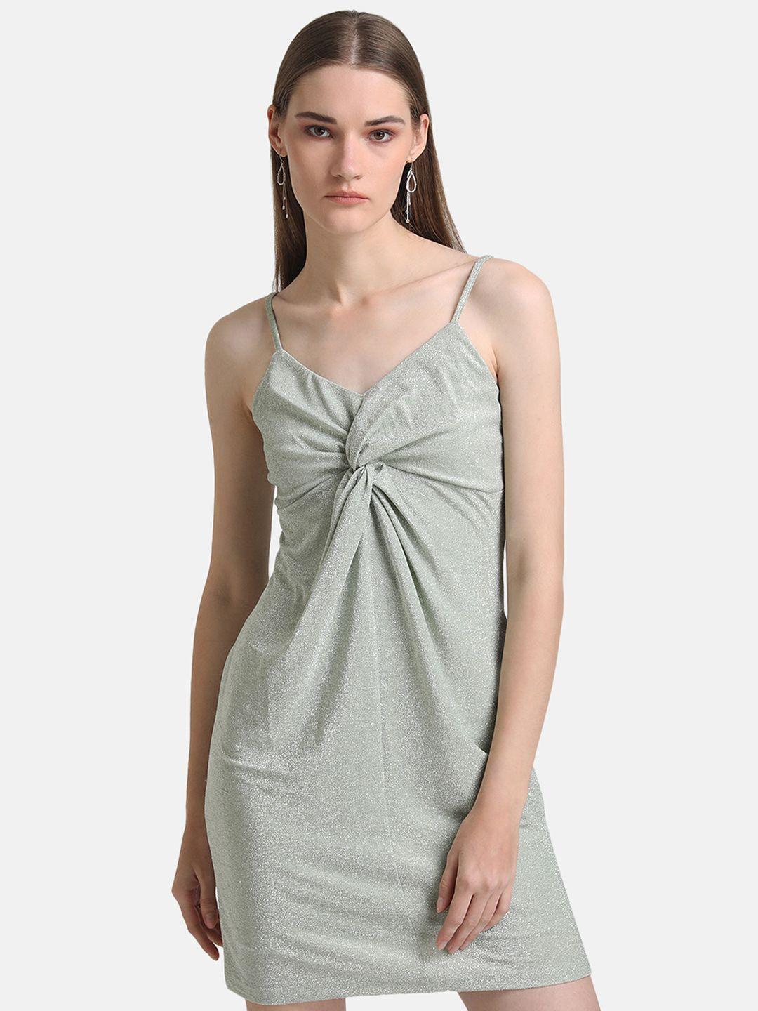 kazo green embellished satin sequined sheath mini dress