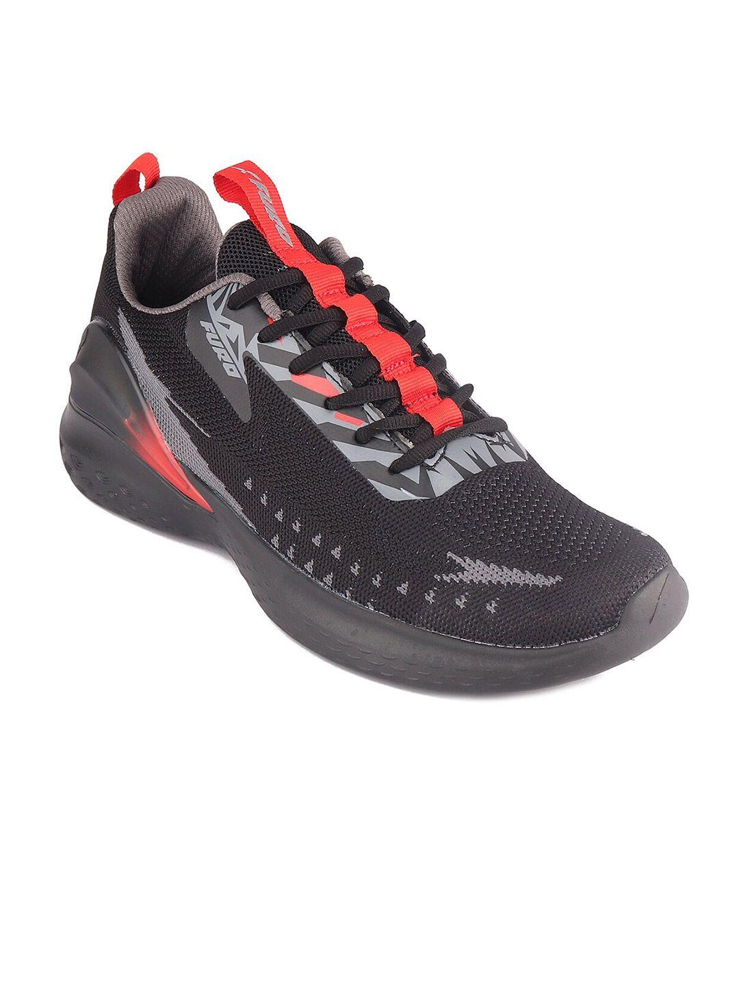 furo by red chief men black mesh running lace-up sports shoes