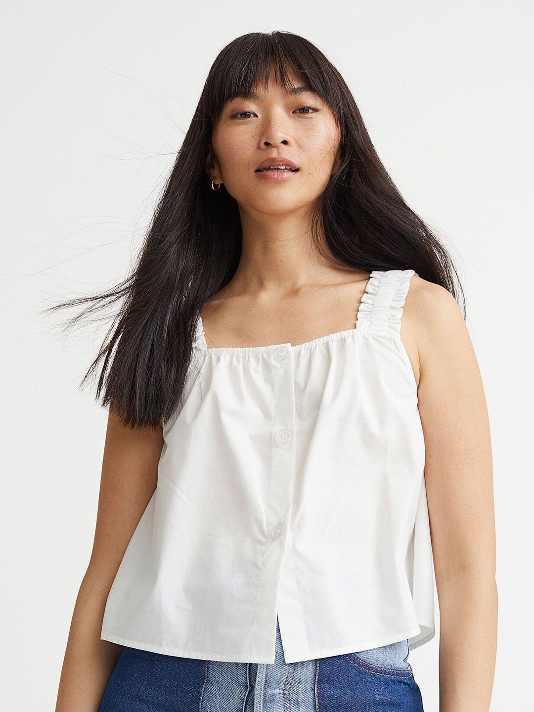 h&m women white cotton top