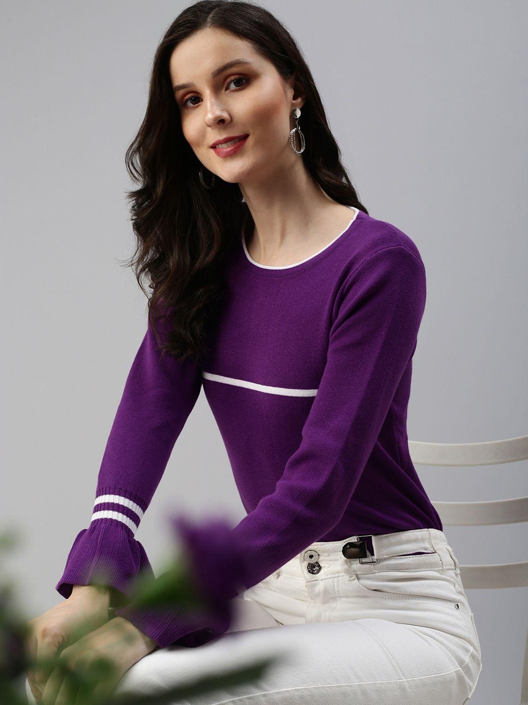 showoff women purple solid top