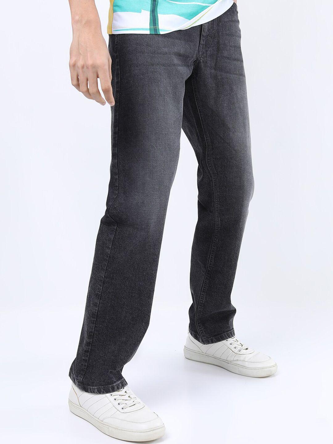 highlander men grey straight fit light fade stretchable jeans