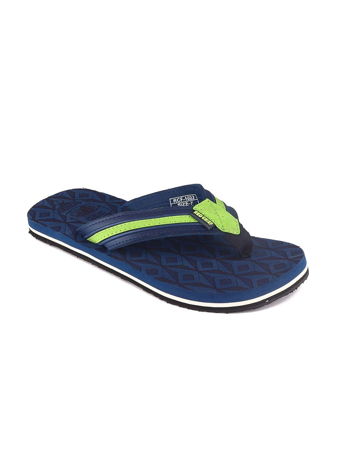 red chief men blue & green colourblocked rubber thong flip-flops