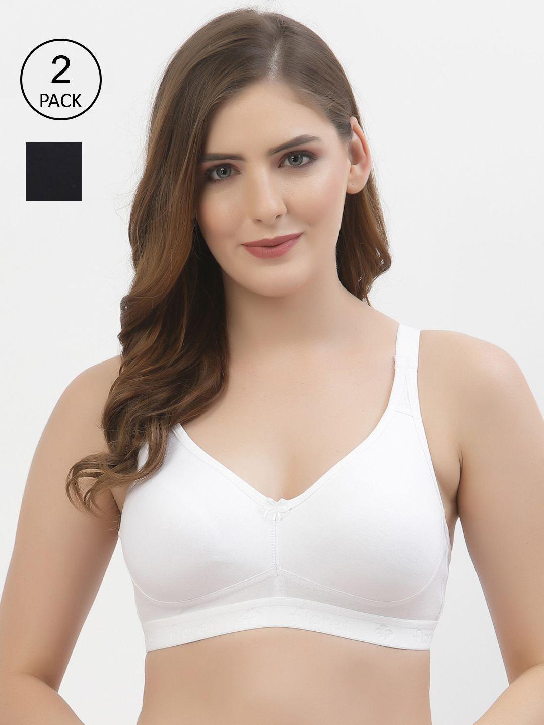 floret women white & navy blue bra