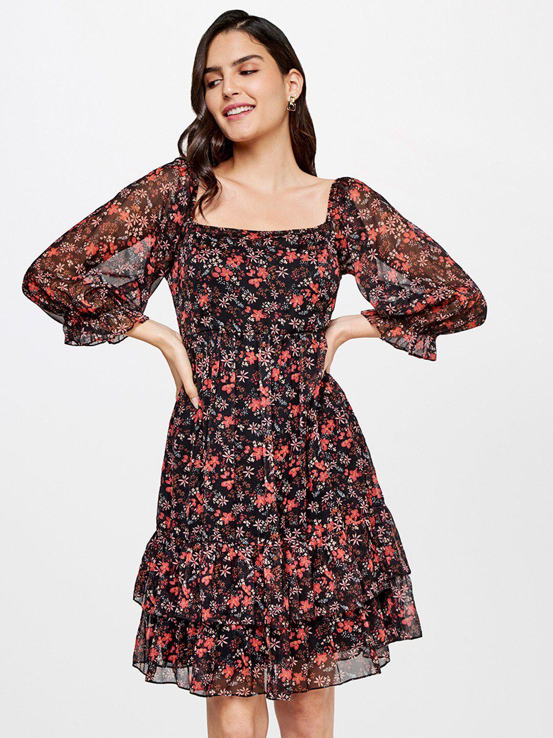 and women black floral dress