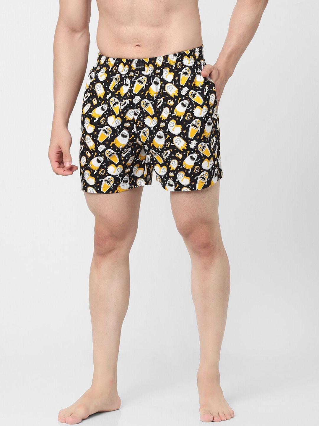 jack & jones men black & yellow printed boxer