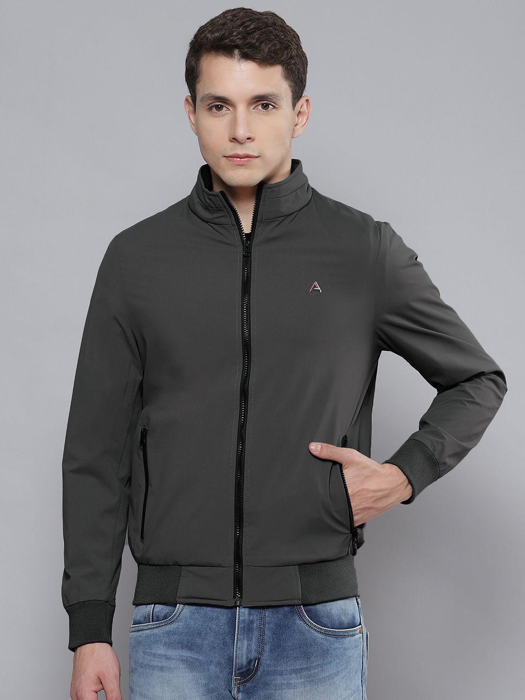 fort collins men charcoal grey solid bomber jacket