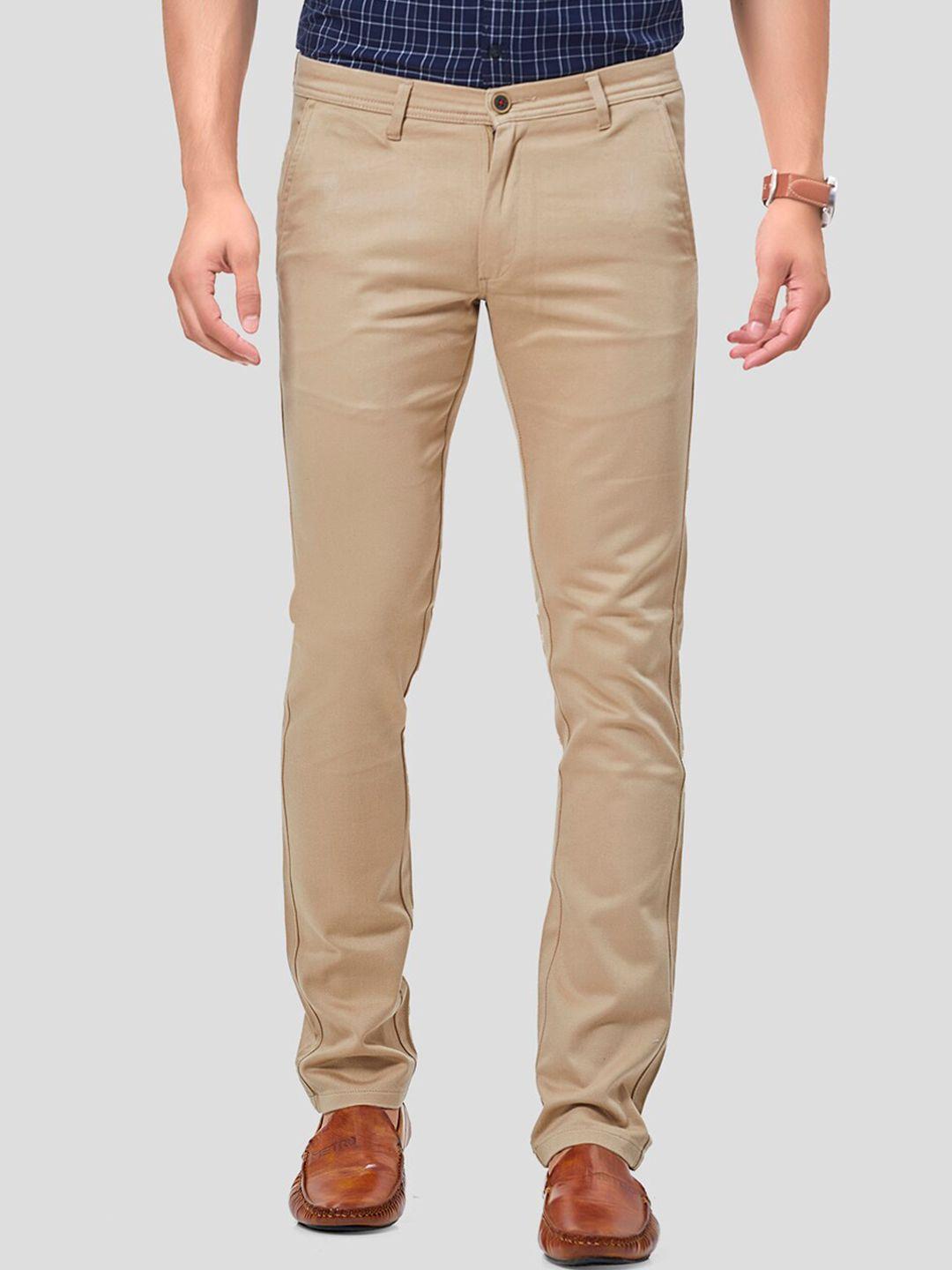 oxemberg men khaki smart slim fit trousers