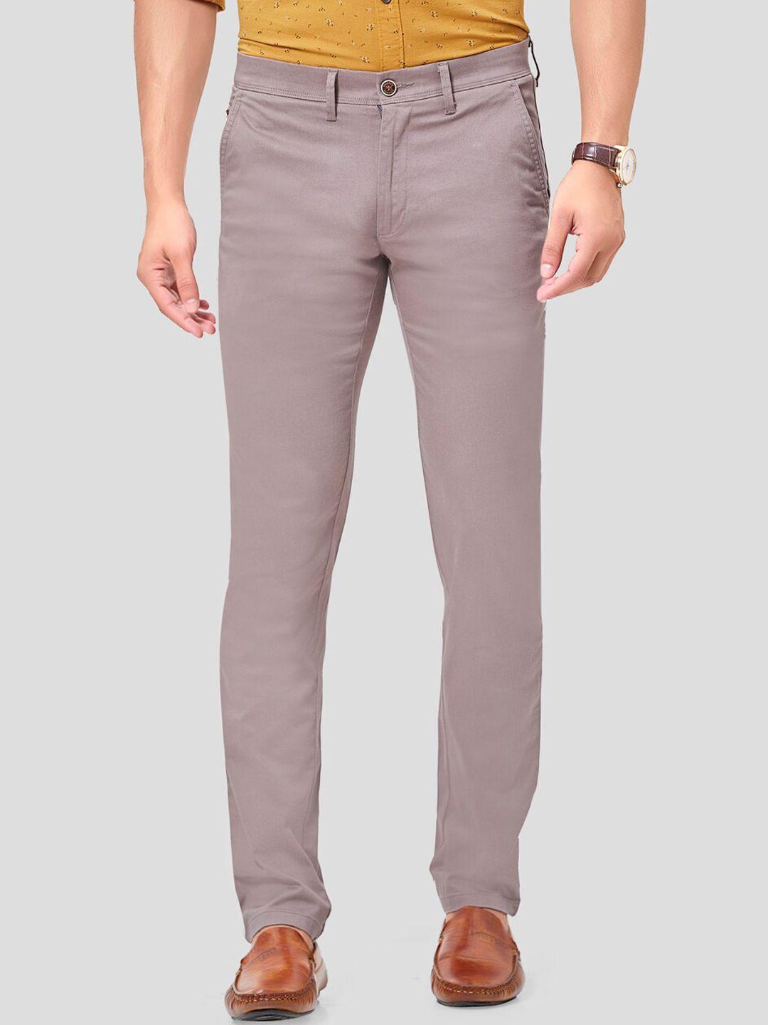 oxemberg men bronze-toned smart slim fit chinos trousers