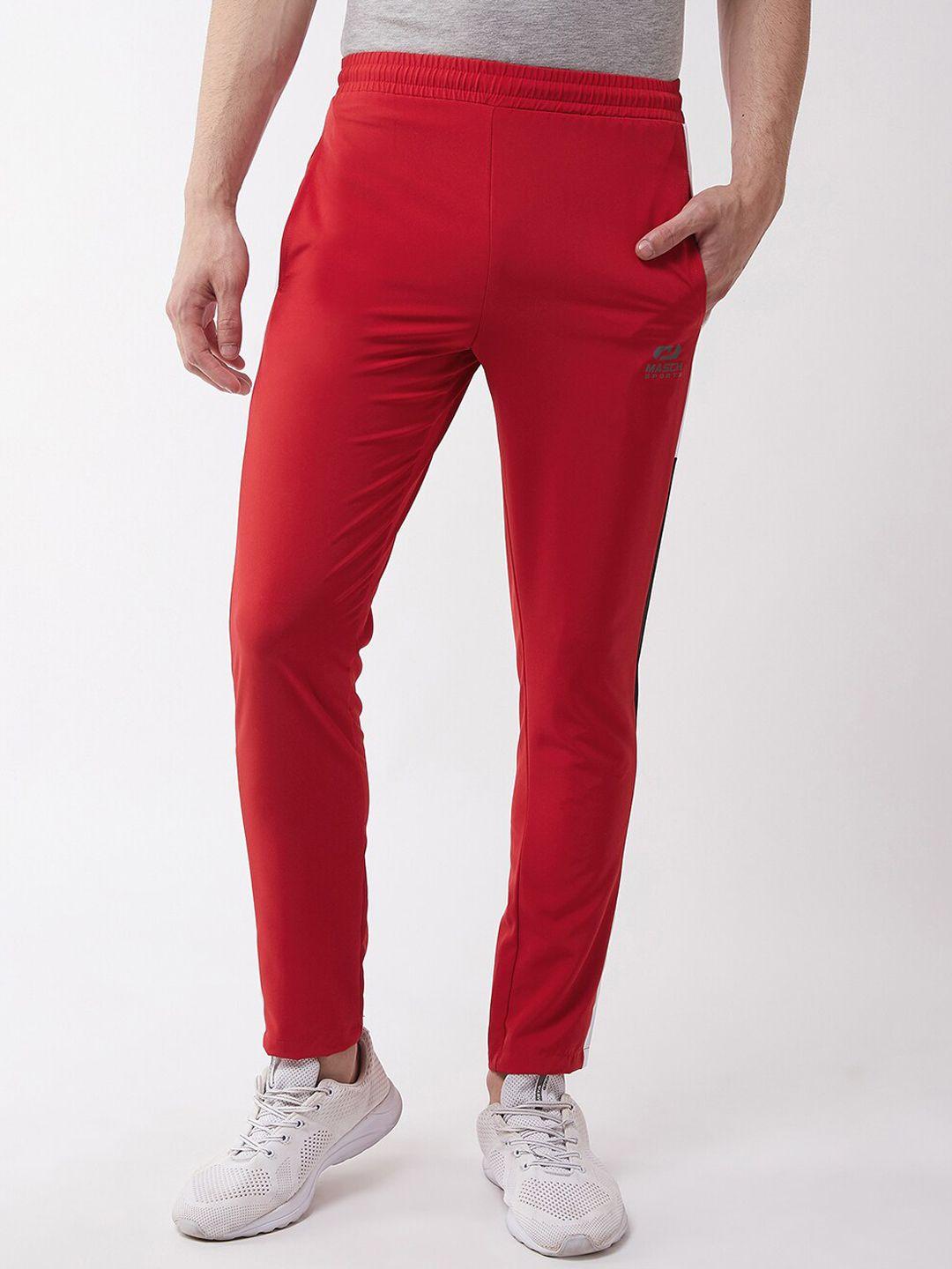 masch sports men red striped track pants