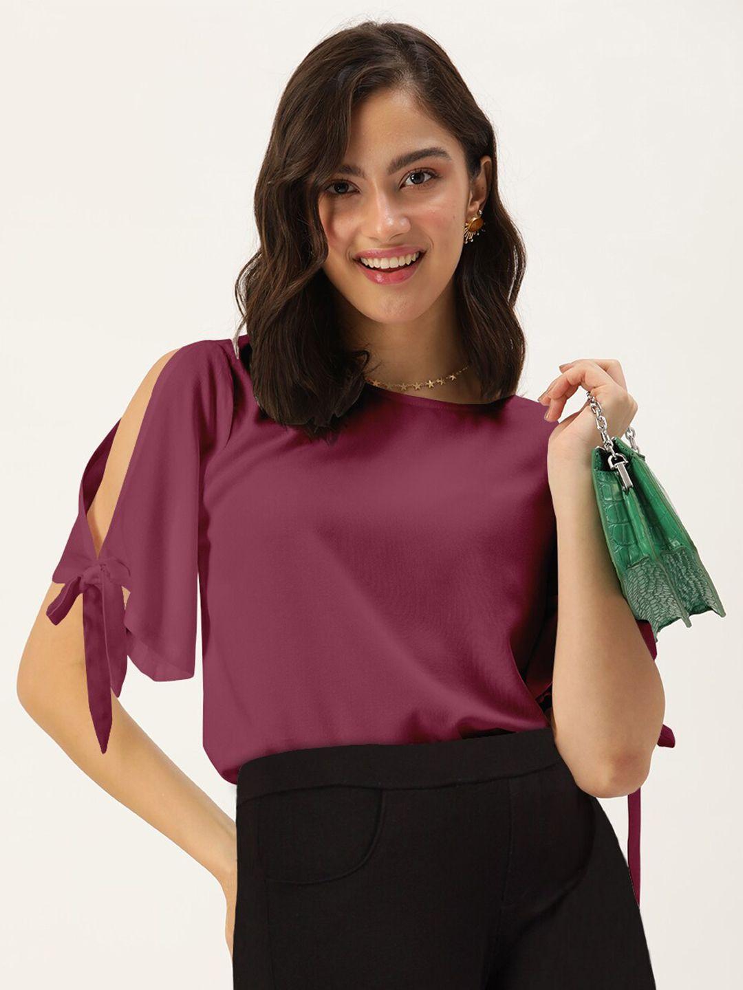 dressberry mauve solid slit sleeved top