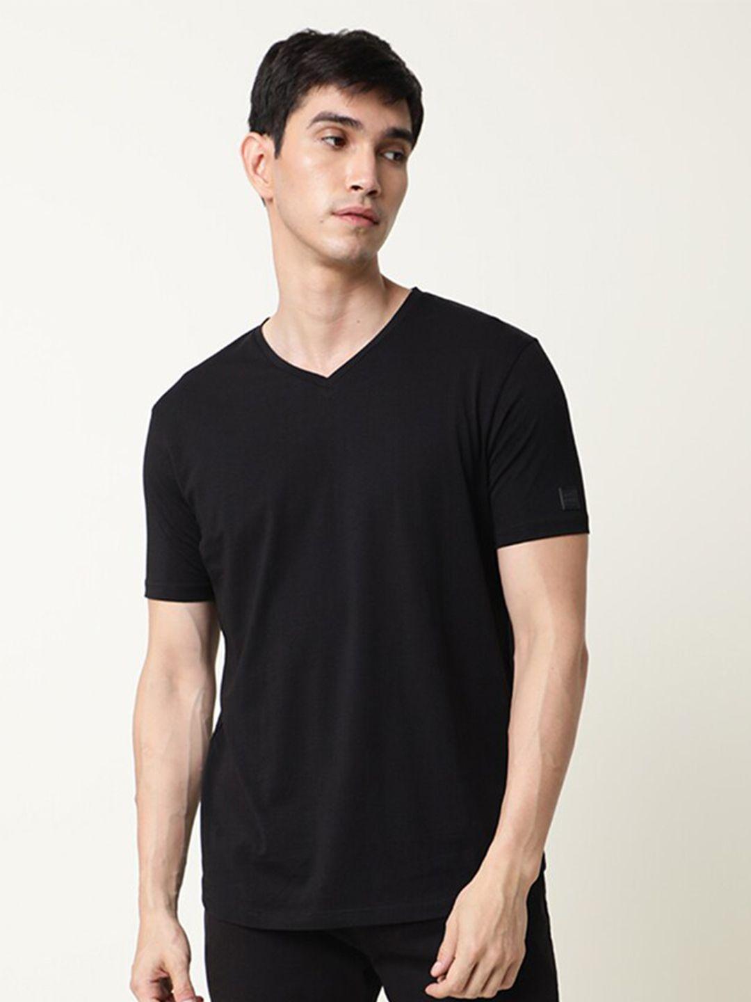 rare rabbit men black v-neck slim fit t-shirt