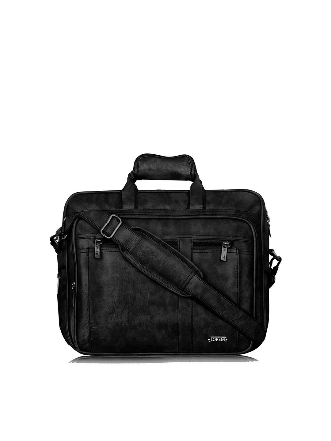 lorem men black textured laptop bag