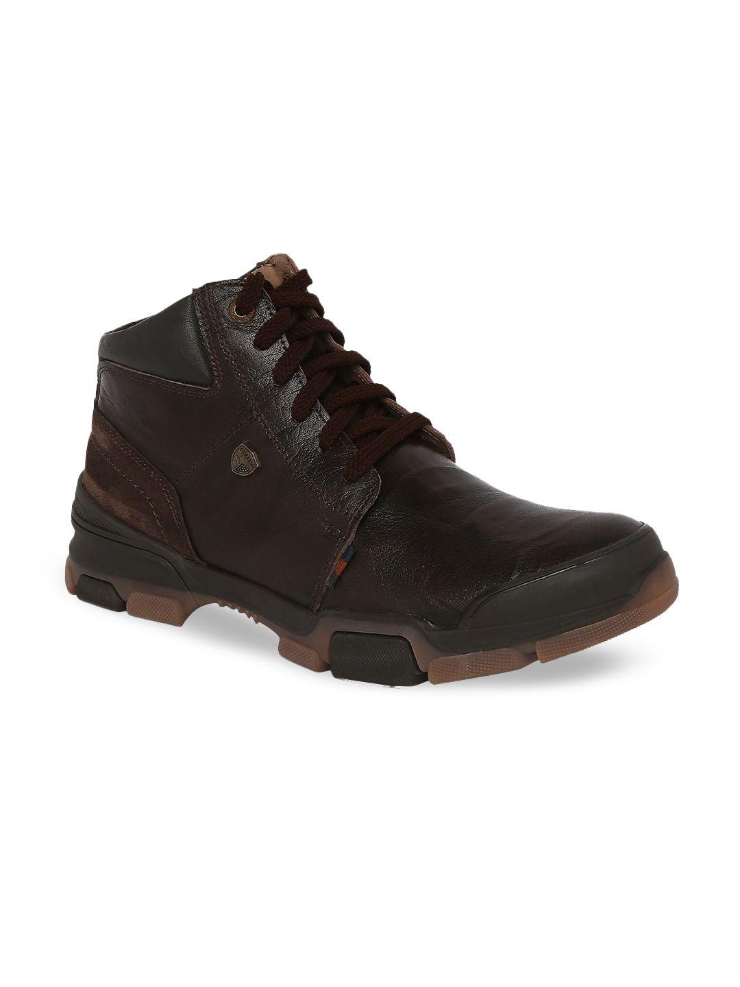 buckaroo men brown solid leather casual boots