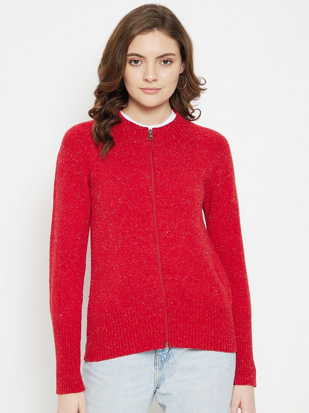 madame women red longline cardigan