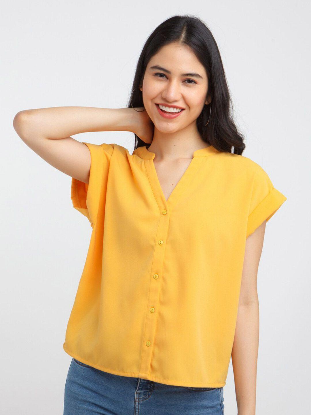 zink london women yellow extended sleeves top