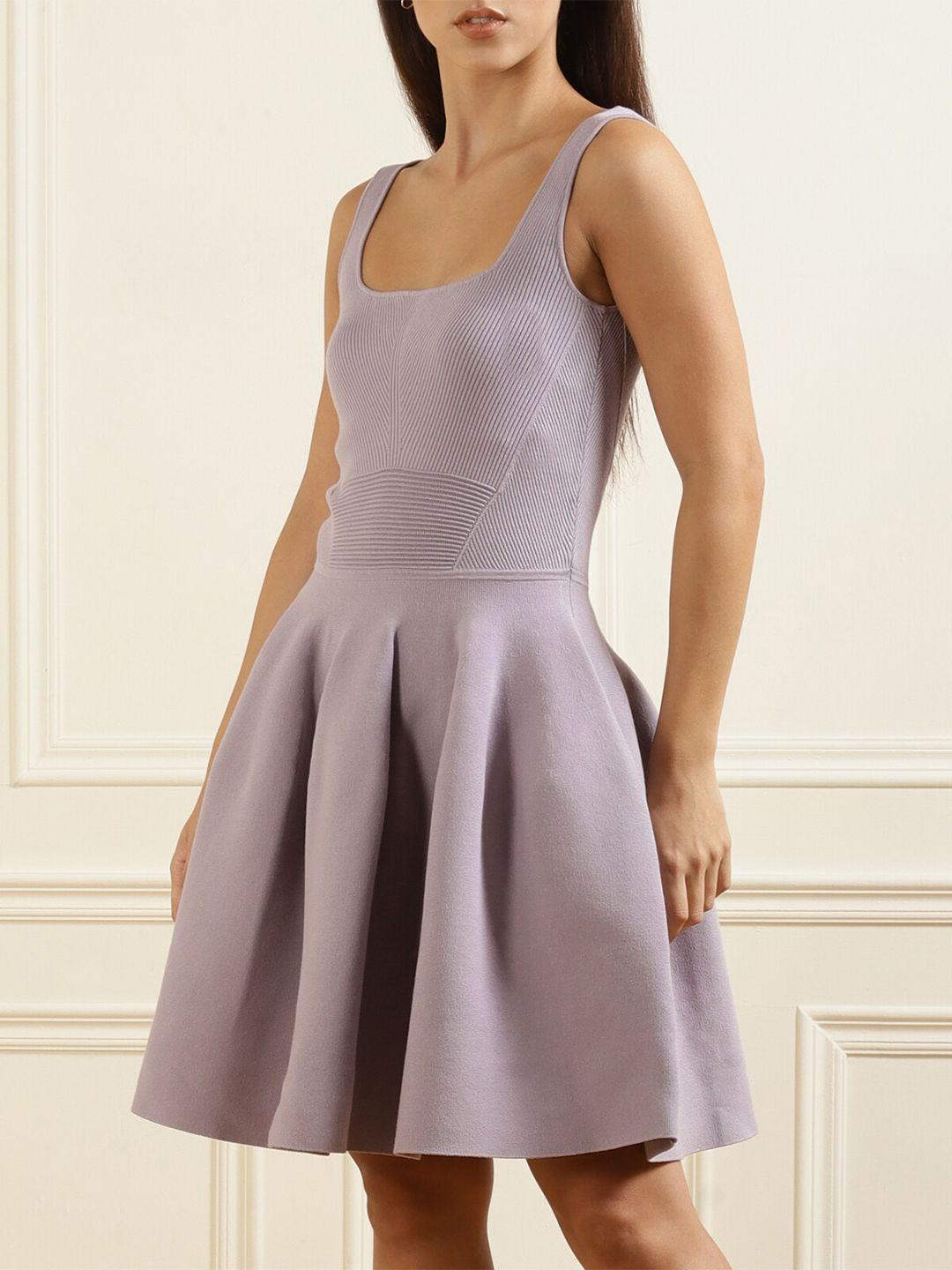 ted baker purple rib-knit skater dress