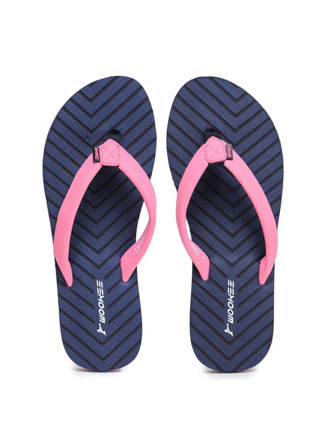 abros women navy blue & pink thong flip-flops