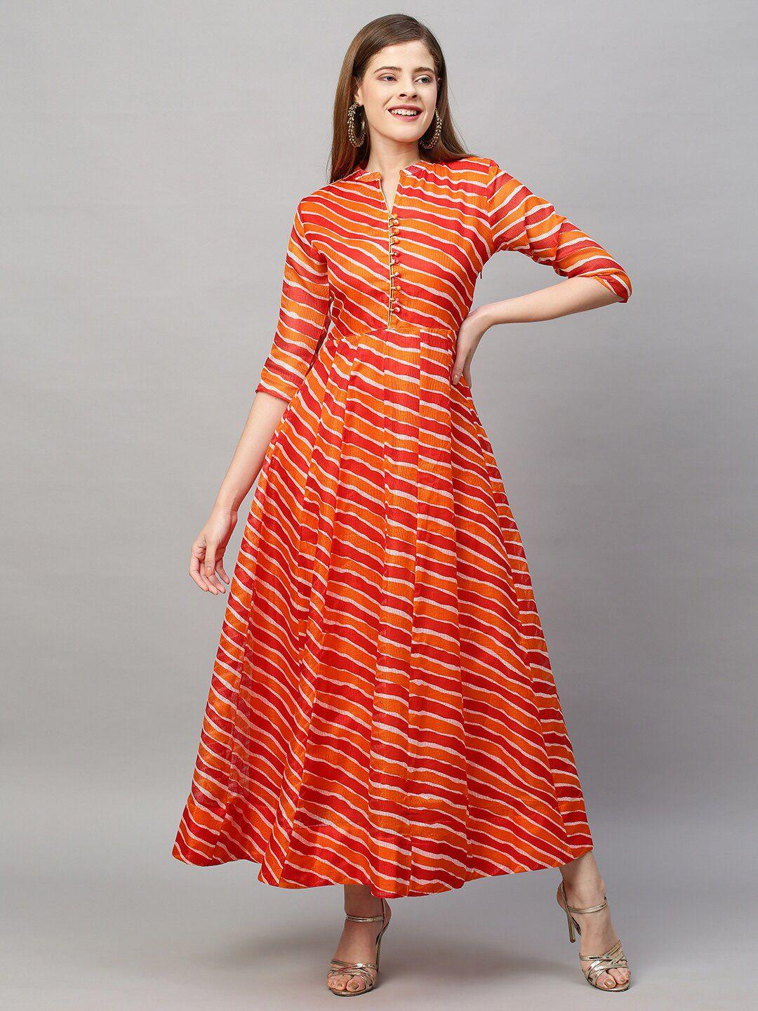 fashor red & orange striped maxi dress