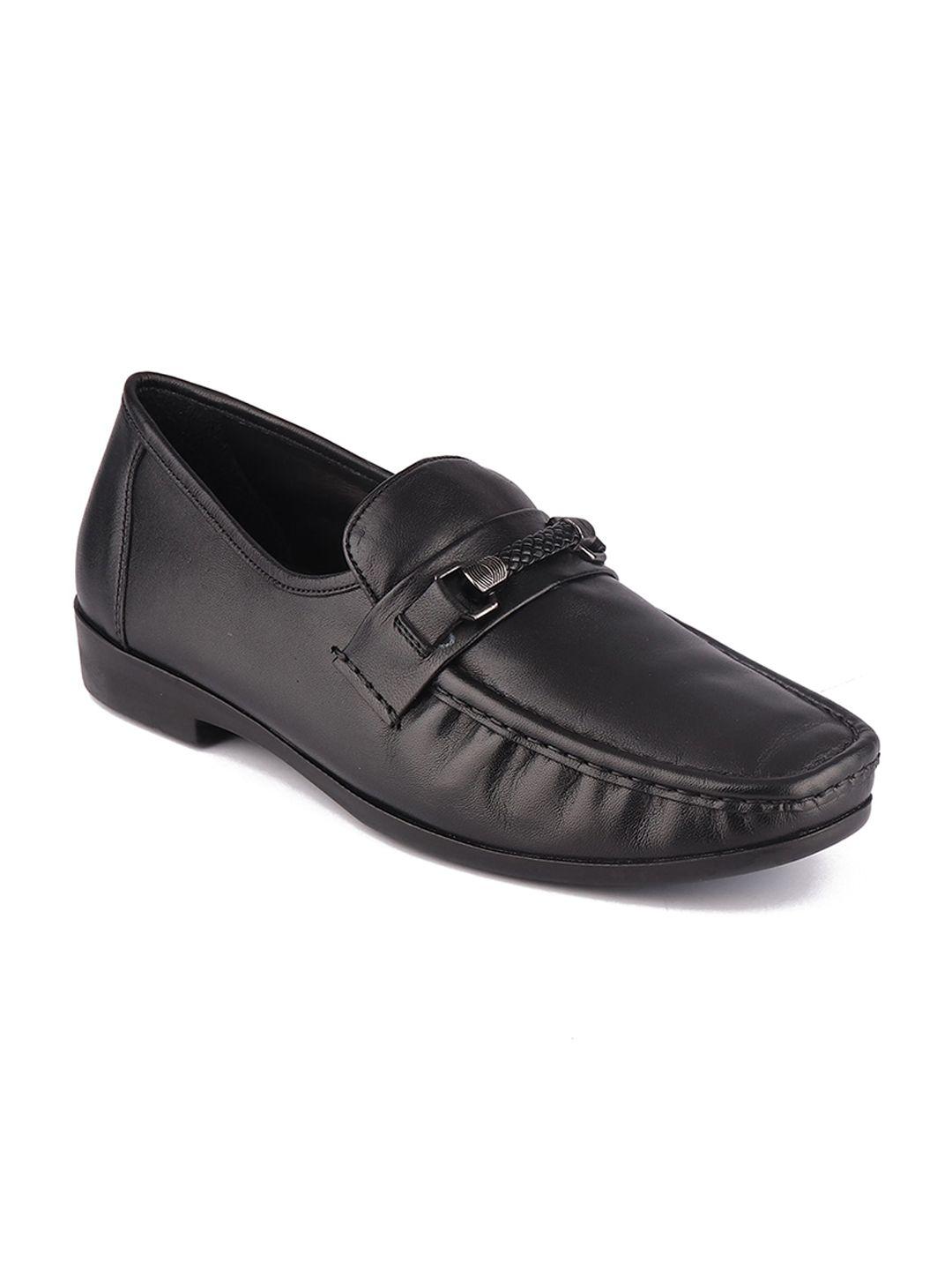 top brass men genuine leather loafer slip on formal black shoes