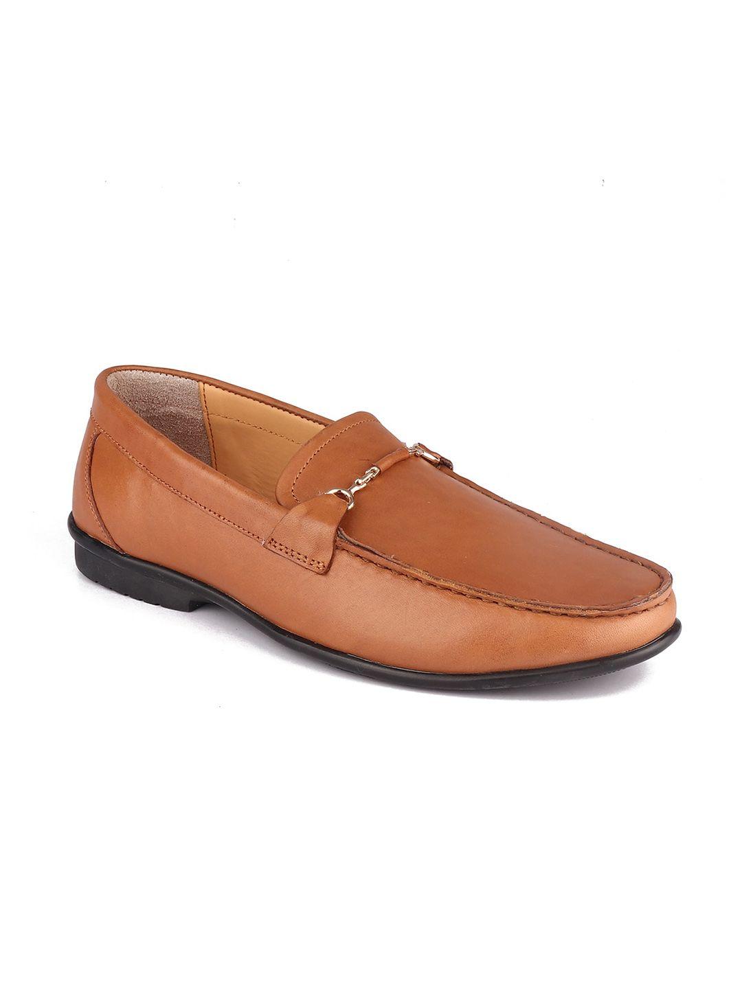 top brass men tan solid formal loafers