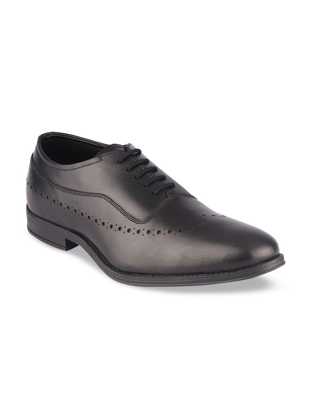 top brass men black solid leather formal oxford shoes