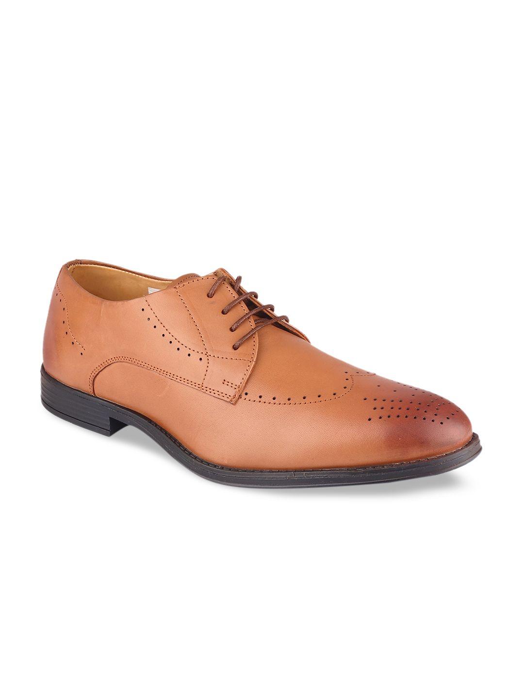 top brass men tan solid formal leather derbys