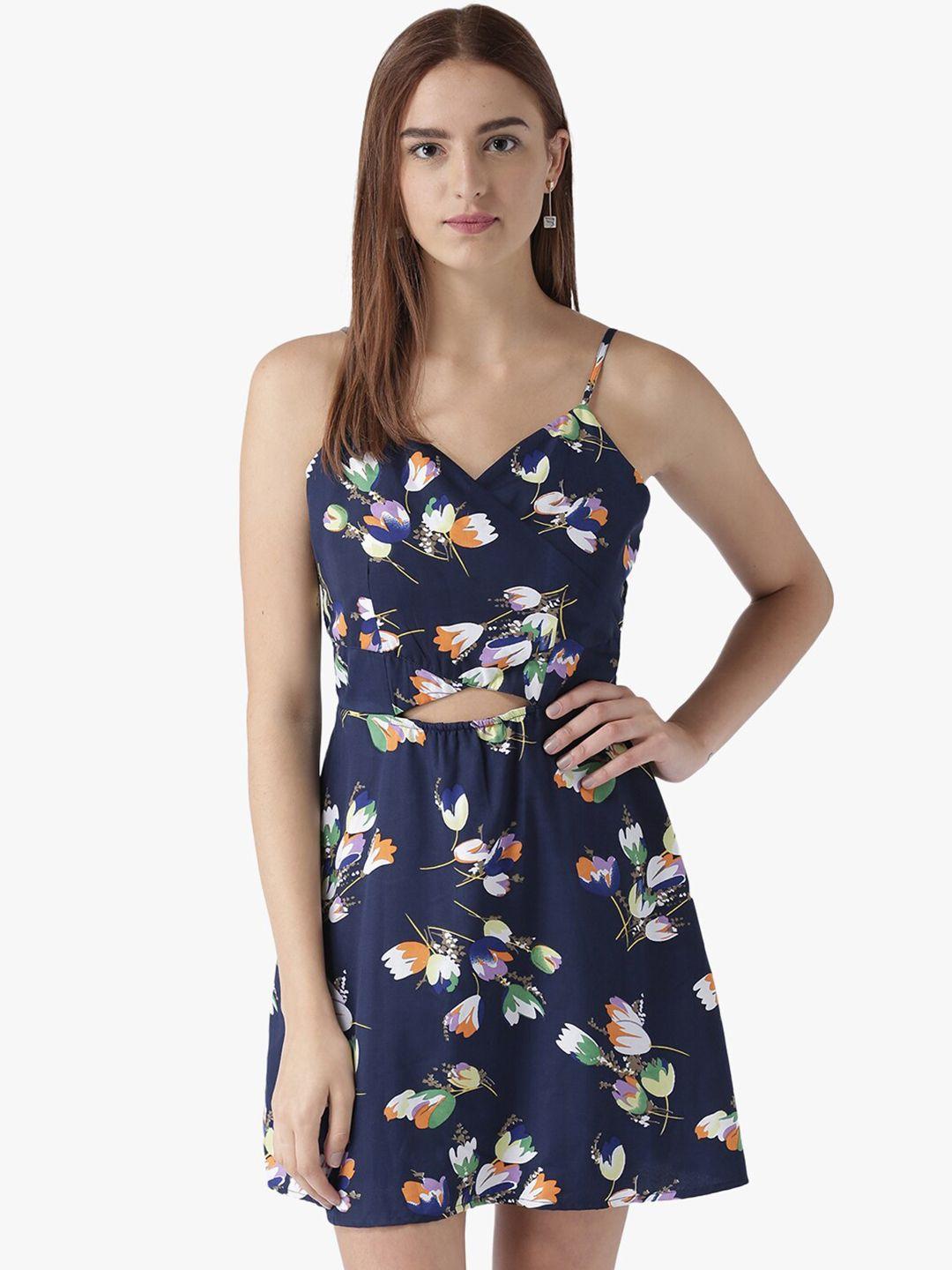 dodo & moa blue floral crepe mini dress