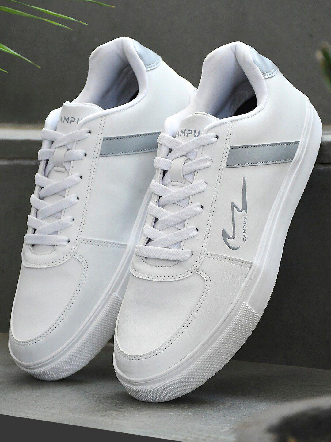 campus men white pu sneakers