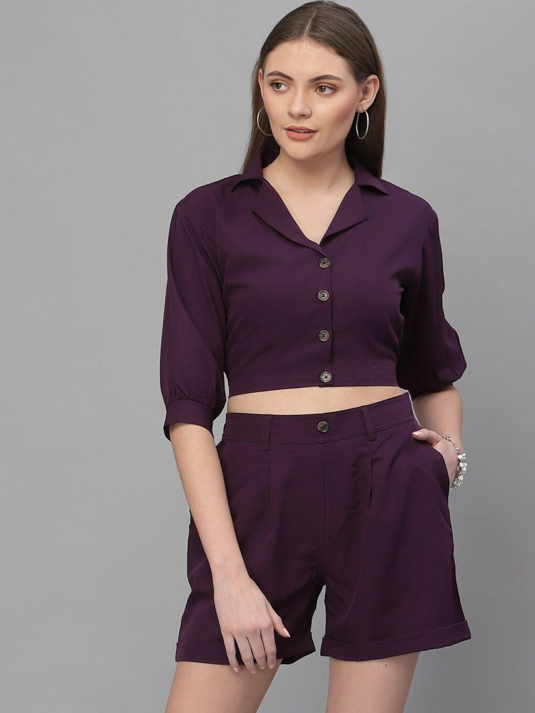 style quotient women purple solid co-ords