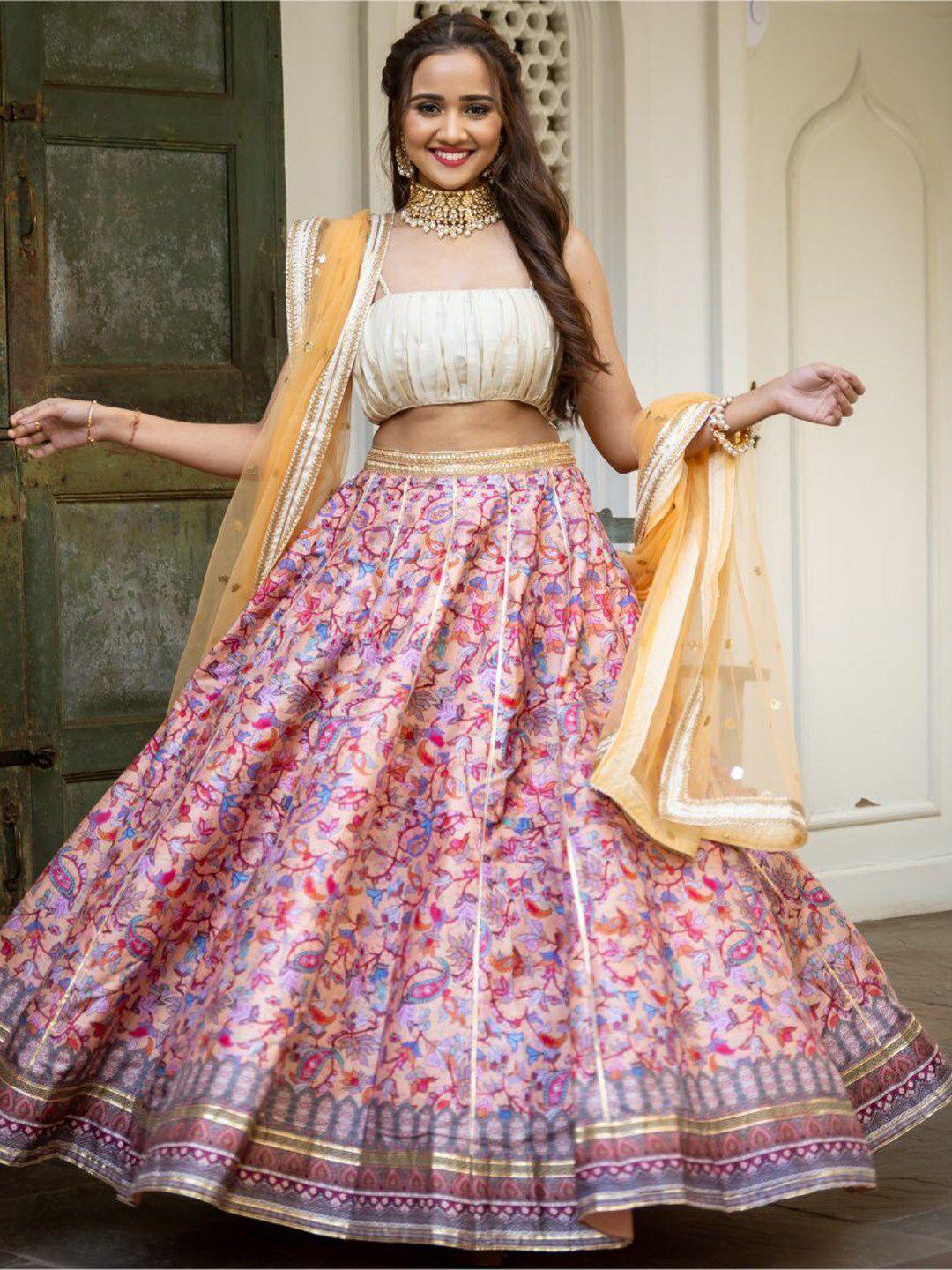 lavanya the label women purple & pink ready to wear lehenga & blouse with dupatta