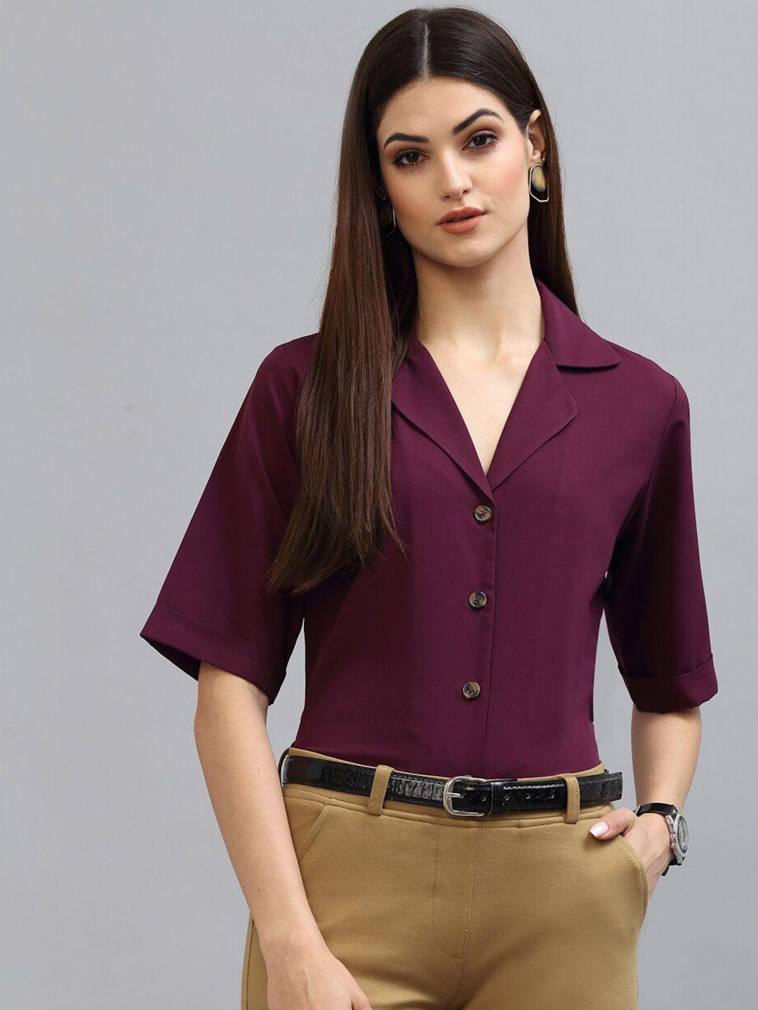 style quotient women purple formal shirt