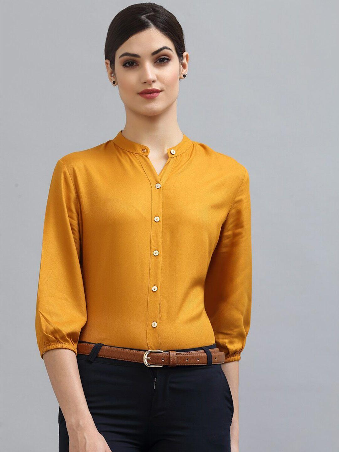 style quotient women mustard classic formal shirt